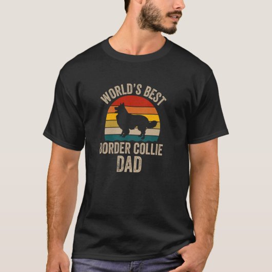 Retro Werelds Beste Border Collie Vader Grappige C T-shirt (Voorkant)