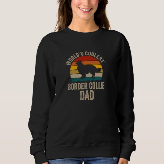 Retro Werelds Coolste Border Collie Vader Grappige Trui (Voorkant)