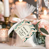 Retro wervelboog munt en roze bruiloft dank u bedankjes labels