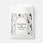Retro wervelboog munt groen en roze bruiloft bedankzakje (Voorkant)