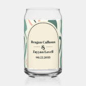 Retro wervelboog munt groen en roze bruiloft blikvorm glas (Achterkant)