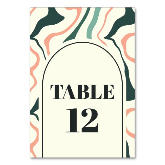 Retro wervelboog munt groen en roze bruiloft kaart (Voorkant)