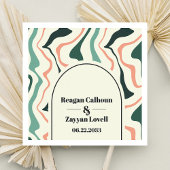 Retro wervelboog munt groen en roze bruiloft servet