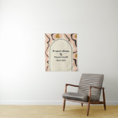 Retro wervelboog roze zwart goud bruiloft achtergr wandkleed (In situ)