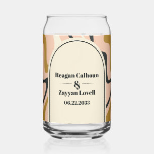 Retro wervelboog roze zwart goud bruiloft blikvorm glas