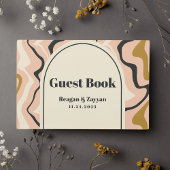 Retro wervelboog roze zwart goud bruiloft gastenboek