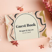 Retro wervelboog roze zwart goud bruiloft gastenboek