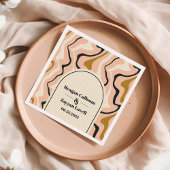 Retro wervelboog roze zwart goud bruiloft servet