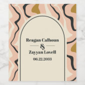 Retro wervelboog roze zwart goud bruiloft wijn etiket (Enkel label)