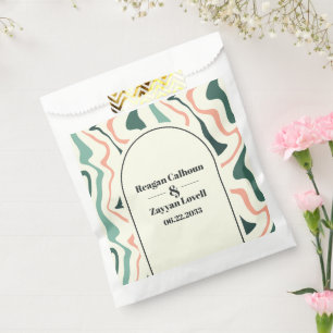 Retro Wervelende Boog Mintgroene En Roze Huwelijk Bedankzakje