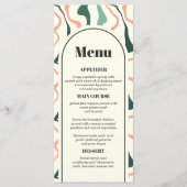 Retro Wervelende Boog Mintgroene Roze Bruiloft Menu (Voorkant)