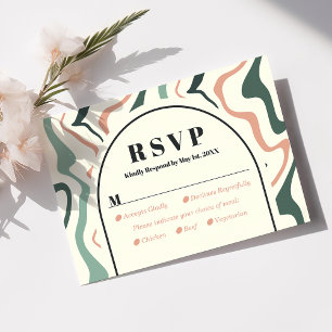 Retro Wervelende Boog Mintgroene Roze Trouw RSVP K Kaartje