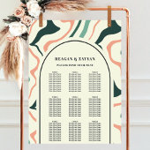 Retro Wervelende Boog Roze Trouw Zittijd Chart Poster