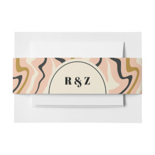 Retro Wervelende Boog Roze Zwart Goud Bruiloft Uitnodigingen Wikkel