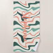 Retro Werveling Abstract Golf Kersen Mint Aangepas Strandlaken (Voorkant)
