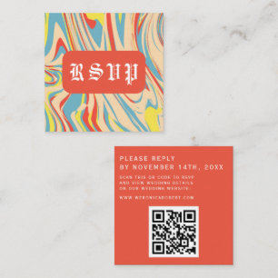 Retro werveling Abstract QR-code monogram Informatiekaartje