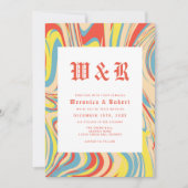 Retro werveling Sinaasappel Abstract patroonmonogr Kaart (Voorkant)