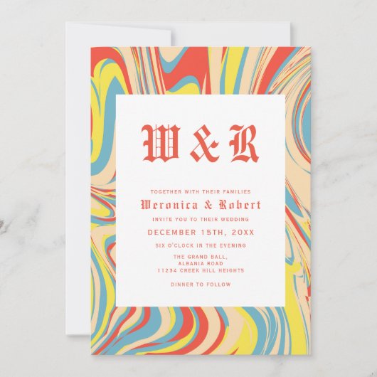 Retro werveling Sinaasappel Abstract patroonmonogr Kaart (Voorkant)