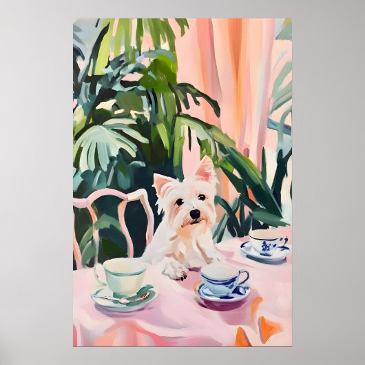 Retro West Highland White Terrier Poster, Westie Poster (Voorkant)