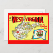 Retro West Virginia Kaart Ansichtkaart (Voorkant / Achterkant)