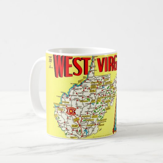 Retro West Virginia kaart mok (Voorkant links)