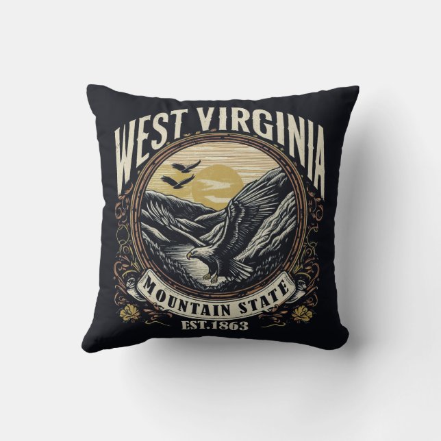 Retro West Virginia Kussen (Achterkant)