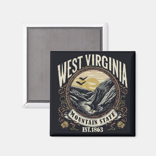 Retro West Virginia Magneet (Voorkant / Achterkant)