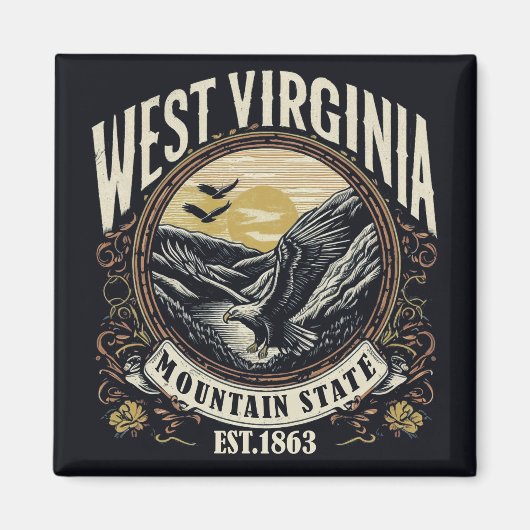 Retro West Virginia Magneet (Voorkant)