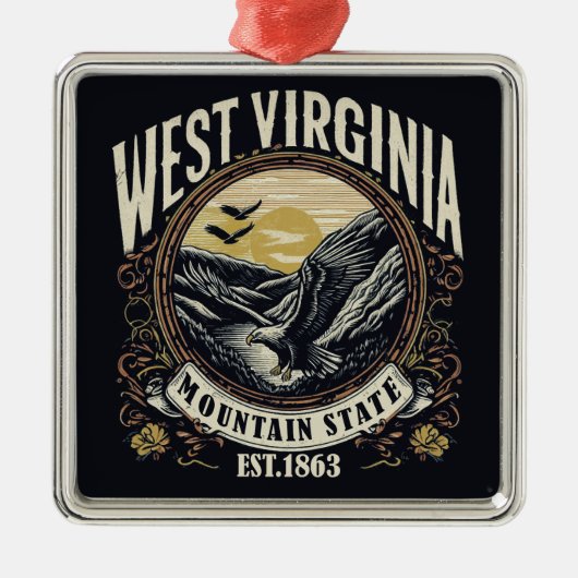 Retro West Virginia Metalen Ornament (Voorkant)