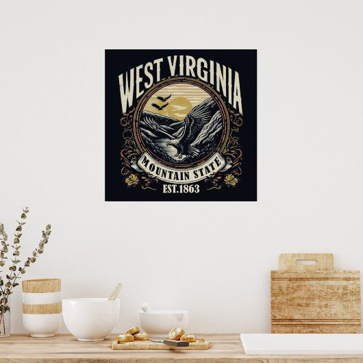 Retro West Virginia Poster (Keuken)