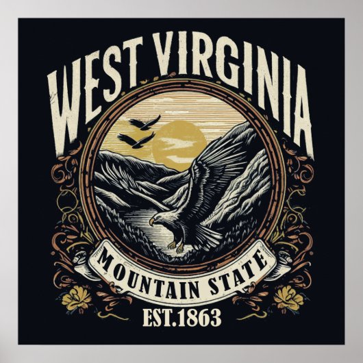 Retro West Virginia Poster (Voorkant)
