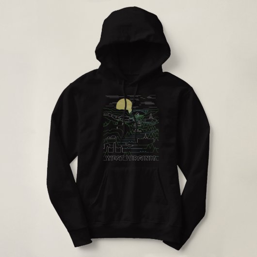 Retro West Virginia Seneca Rocks New River Hoodie (Design voorkant)