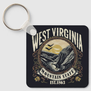 Retro West Virginia Sleutelhanger
