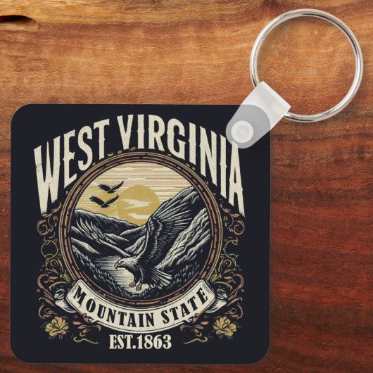 Retro West Virginia Sleutelhanger (Achterkant)