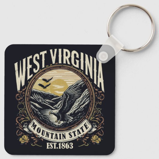 Retro West Virginia Sleutelhanger (Achterkant)