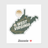 Retro West Virginia State Car Sticker (Vel)