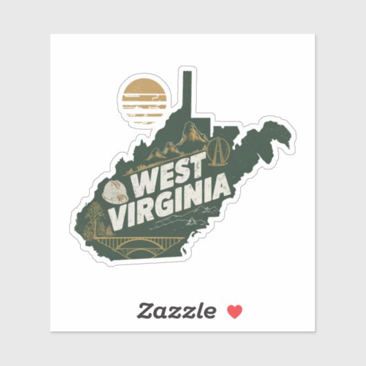 Retro West Virginia State Car Sticker (Vel)