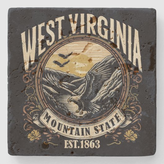 Retro West Virginia Stenen Onderzetter (Voorkant)
