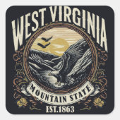 Retro West Virginia Vierkante Sticker (Voorkant)
