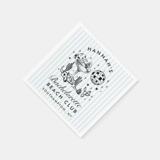 Retro Western Bachelorette Blauw Papier Servetten (Hoek)