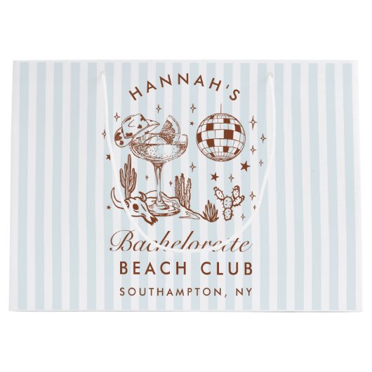 Retro Western  Blauw Bachelorette Groot Cadeauzakje (Voorkant)