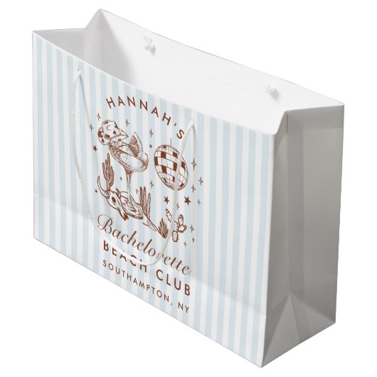 Retro Western Blauw Bachelorette Groot Cadeauzakje (Voorkant Gekanteld)