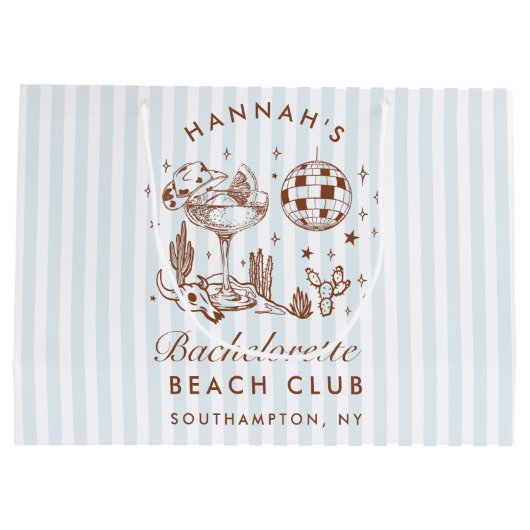 Retro Western Blauw Bachelorette Groot Cadeauzakje (Achterkant)