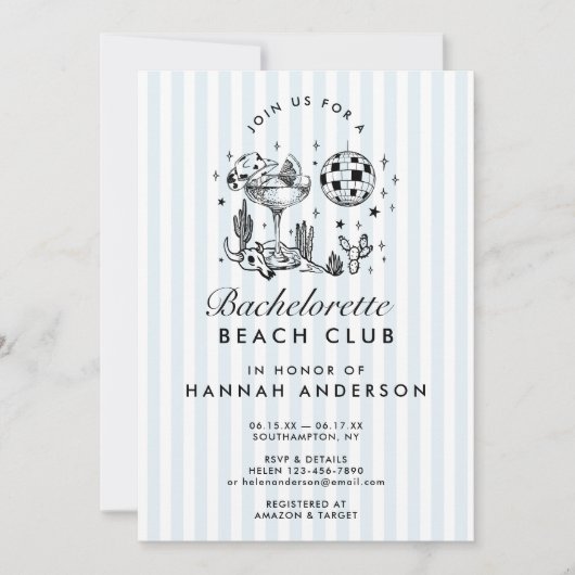 Retro Western  blauw vrijgezellenweekend Kaart (Voorkant)