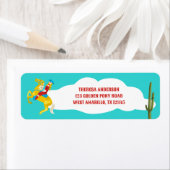 Retro Western Cowgirl op Paard Retouradres Etiket (Insitu)