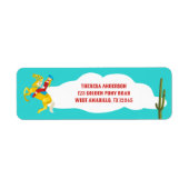 Retro Western Cowgirl op Paard Retouradres Etiket (Voorkant)