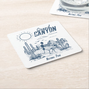 Retro Western Grand Canyon National Park Vallei Kartonnen Onderzetters
