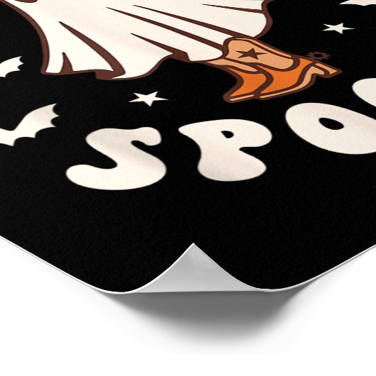 Retro Western Halloween Cute Ghost Funny Boot Scoo Poster (Hoek)