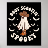 Retro Western Halloween Cute Ghost Funny Boot Scoo Poster (Voorkant)
