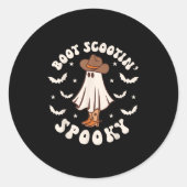 Retro Western Halloween Cute Ghost Funny Boot Scoo Ronde Sticker (Voorkant)